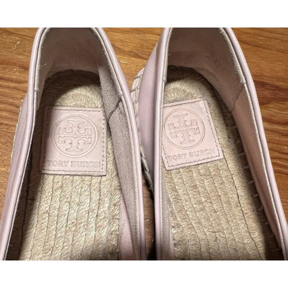 Tory Burch Ines Espadrille Pink Leather Slip On Size 7.5 - Picture 9 of 11